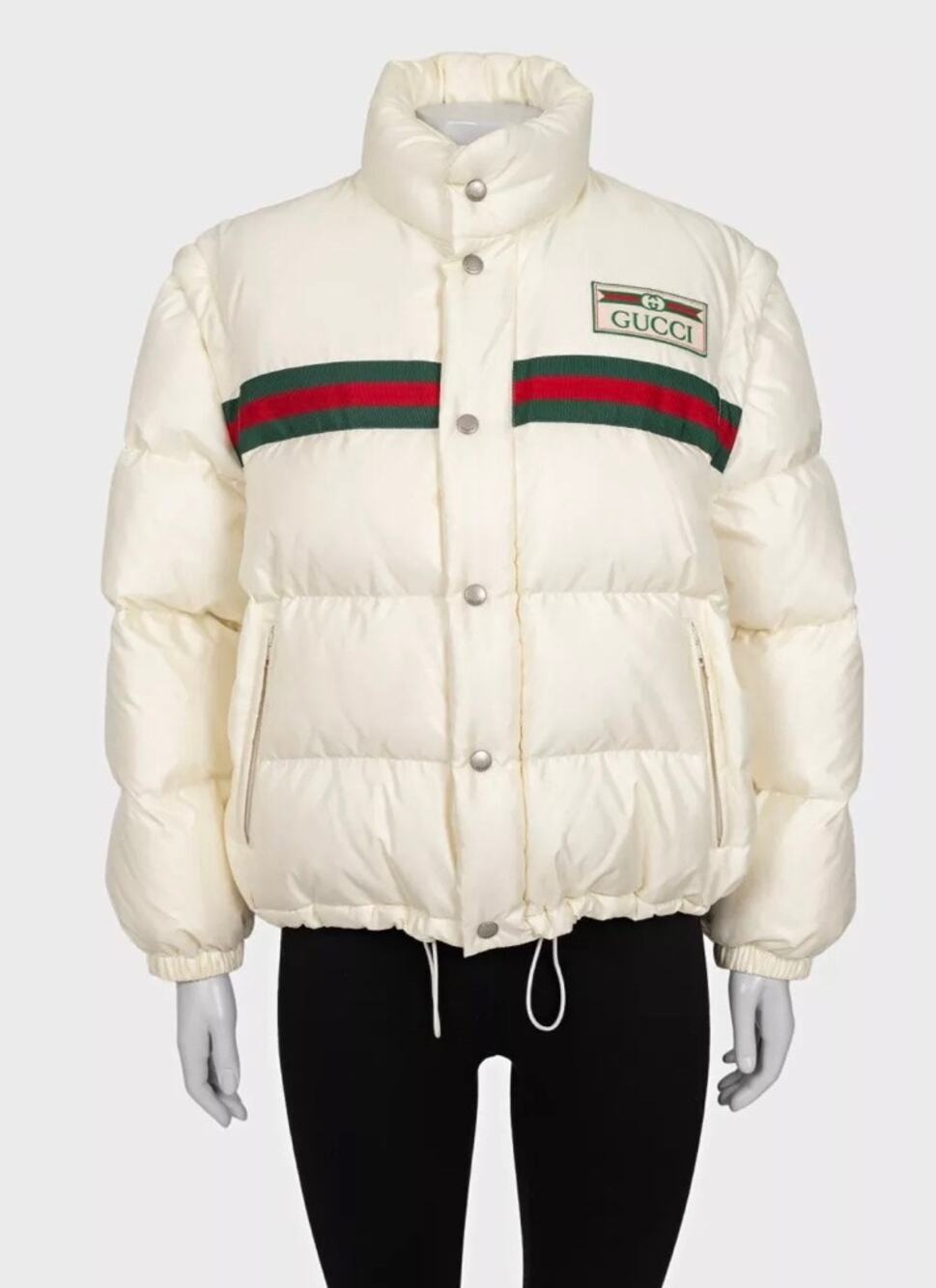 Gucci White Down  Detachable Sleeves Jacket Sz.40 IT